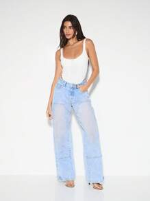 KIZN Body elegante sin mangas con cuello de barco, ajuste clásico, silueta de talle alto, ajustado, para usar en verano, playa, club, fiesta - Blanco - Ver 3