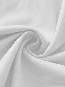 Áo sơ mi rộng rãi, đơn giản, tay ngắn, cổ tròn, màu trơn cỡ lớn, áo cánh - trắng - Xem 7