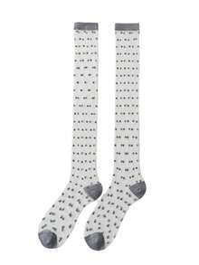 ROMWE Kawaii 透气网眼不对称波尔卡圆点中筒袜，百搭时尚休闲短袜，春夏