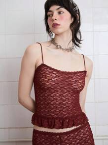 COUREZ Halter Neck Cami Top In Lace /Winter Clothes For Women Cute Tops Cute Winter Tops Y2K Winter Tops Sexy