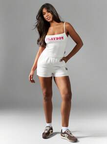 Missguided x Playboy 经典背心吊带夏季基本款运动休闲家居服时尚街头上衣运动装细肩带训练吊带背心 - 粉色 - 查看 3