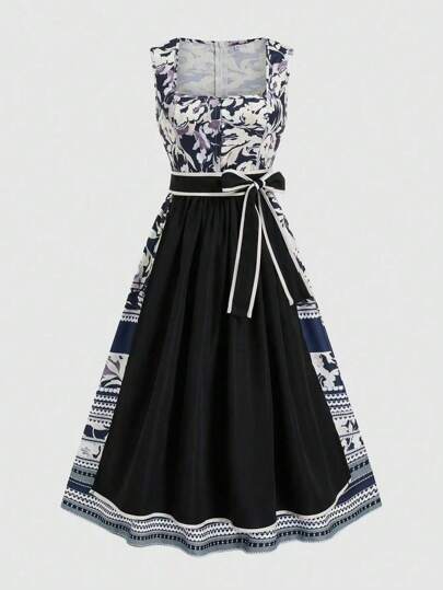 Fairmaia فستان المرأة المطبوع بالطريقة التقليدية الألمانية القصدير