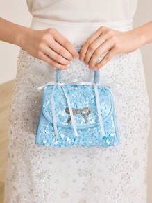 MOTF PREMIUM BOLSO CON DETALLE DE LAZO DE STRASS - Azul - Ver 9