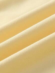 INAWLY Women's Casual Solid Color Ruched T-Shirt, Yellow Top, Versatile For Summer - Yellow - View 3