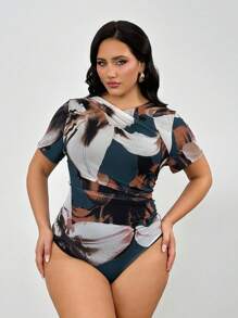 Firerie Body décontracté grande taille pour femme, élégant et polyvalent, avec imprimé floral aléatoire, confortable et stylé pour les vacances printemps/été