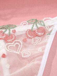 SHEIN 2 Pcs Lace Embroidered Women Sexy Bra Set With Underwire - White - View 6