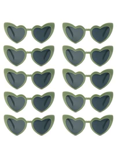 SHEIN 10 piezas Gafas decorativas de moda con forma de corazón, divertidas y adorables, para hombres y mujeres, apropiadas para bodas, fiestas de baile, etc., en color blanco, Navidad