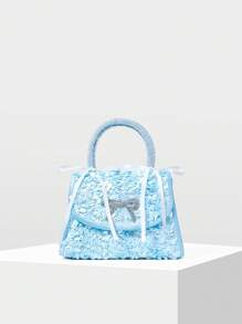 MOTF PREMIUM BOLSO CON DETALLE DE LAZO DE STRASS - Azul - Ver 2