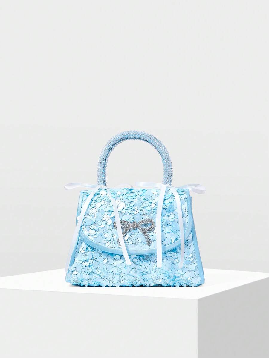 MOTF PREMIUM BOLSO CON DETALLE DE LAZO DE STRASS - Azul - Ver 2