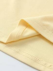 INAWLY Women's Casual Solid Color Ruched T-Shirt, Yellow Top, Versatile For Summer - Yellow - View 7