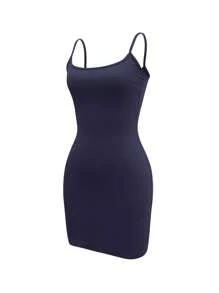 INAWLY Vestido largo de mujer con tirantes delgados y de un solo color, apto para uso casual y de vacaciones