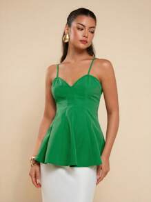 COSMINA Women's Summer Solid Color Ruffle Hem Camisole Vest