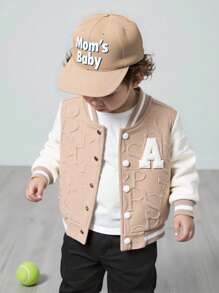 SHEIN Playful Pals Chaqueta casual de un solo botonadura y bolsillo para niño pequeño con diseño de bloques de color, bolsillos con botones metálicos, textura de pana tipo camisa, chaqueta casual y elegante para primavera, verano, otoño, escuela, casual, vacaciones, deportes, tallas de 6 meses a 3 años, ropa para niños, ropa de bebé, ropa exterior para niños pequeños, tops para niños pequeños