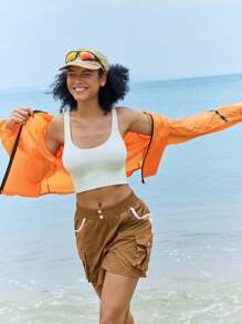 In My Nature Women's Casual Outdoor Sports Hooded Zip-Up Long Sleeve Protective Jacket Fall & Winter Outdoor Jacket - Orange - View 13