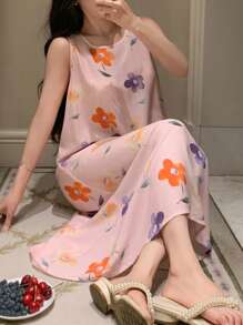 DAZY Camisón de mujer sin mangas con estampado floral