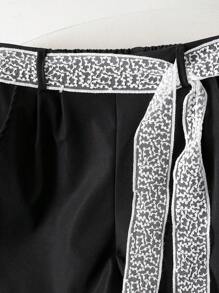 SHEIN Tween Girl Lace Trim Loose Casual Pants - Black - View 5
