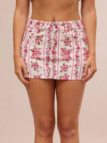 WESTFADE 花卉条纹牛仔短裙 乡村西部风 秋季 - 彩色 - 查看 4