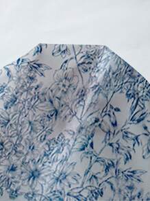 Selianne Váy dễ thương mùa hè họa tiết hoa cổ trái tim gà màu trơn, chắp vá, nhún bèo ở eo theo phong cách Ý - Màu xanh lam - Xem 7