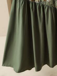 SHEIN Lacomfia Vestido Longo Estampado com Floral e Retalhos Feminino, Estilo Casual de Férias - Multicolorido - Visão 4