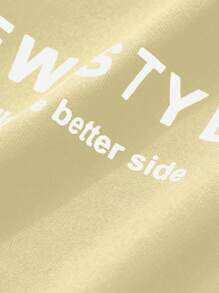 DAZY Women Slogan Print Casual Loose Fit Round Neck Drop Shoulder Short Sleeve T-Shirt, For Summer - Yellow - View 8