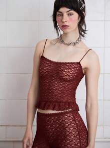 COUREZ Halter Neck Cami Top In Lace /Winter Clothes For Women Cute Tops Cute Winter Tops Y2K Winter Tops Sexy