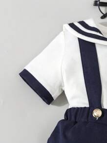 Souflis Souflis 1 件男婴可爱海龟和标语字母印花无袖连体衣