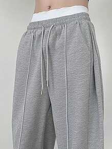 Manfinity Homme Men's Casual Loose Fit Sweatpants, INS Best Seller Drawstring Waist Sweatpants Vacation Loose Drawstring Sweatpants, Daily Street Wear Sweatpants, Suitable Gifts For Husbands And Boyfriends