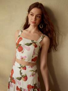 MOTF PREMIUM VESTIDO CAMISERO CON CIERRE Y ESTAMPADO FLORAL