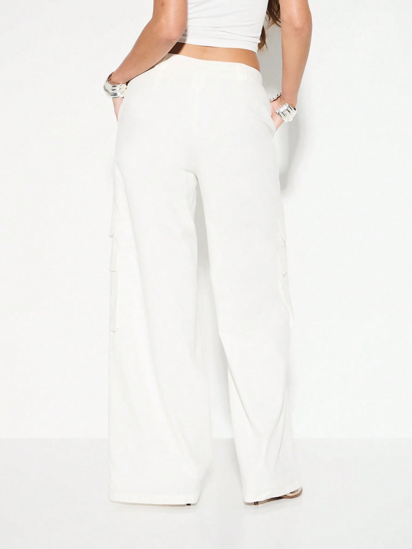 KIZN Relaxed Wide Leg Cargo Pants Utility Style Drawstring Waist
