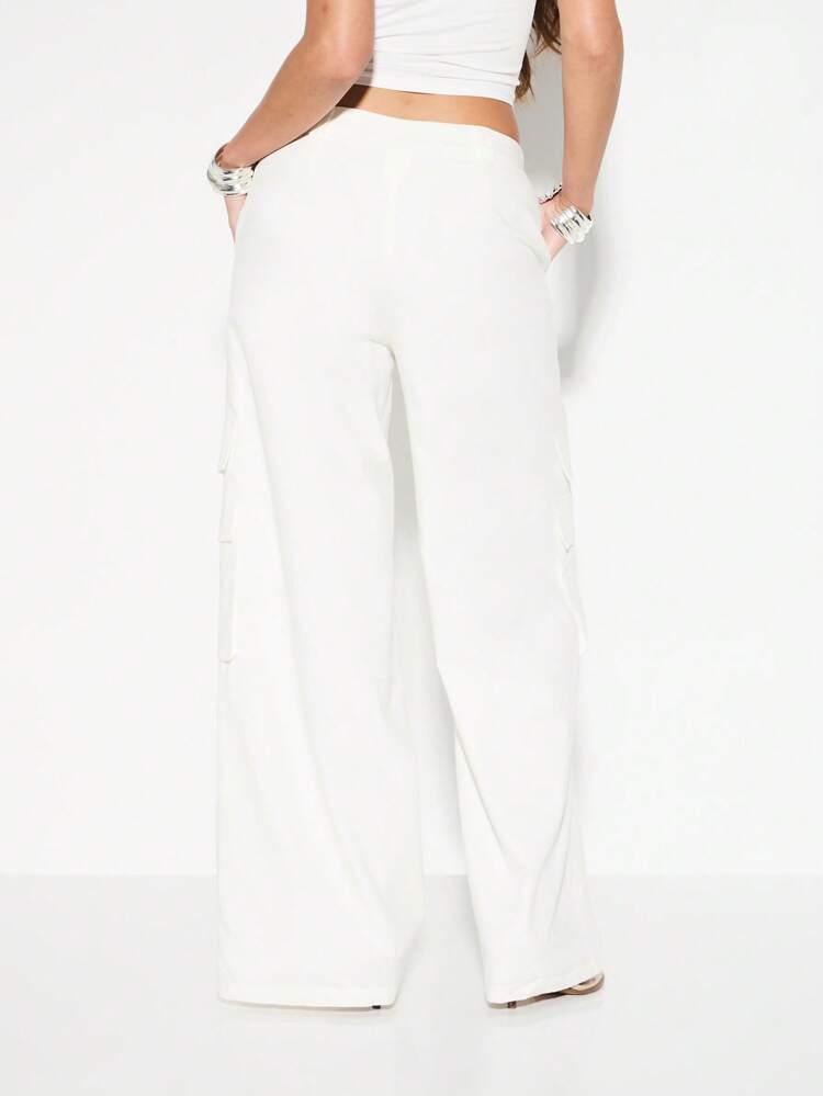 KIZN Relaxed Wide Leg Cargo Pants Utility Style Drawstring Waist