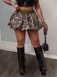 Slaydiva Falda acampanada con cremallera, bolsillos cargo y estampado floral, en colores block, para uso casual, streetwear, festivales de música, graduación, cumpleaños, tiempo libre, cruceros, viajes y playa, tallas grandes - Nuevo verano 2025