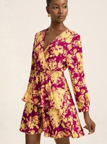 SHEIN Unity 女士花卉印花长袖时尚度假连衣裙 - 彩色 - 查看 3