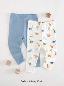 Cozy Pixies 2 pezzi Set di pantaloni lunghi per neonati maschio con vita elastica e stampa floreale