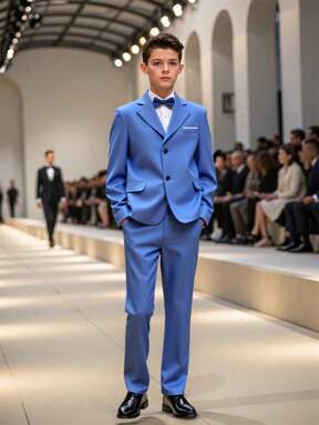 2pcs Navy Blue Gentlemen's Suit Set For Teenagers, Party & Holiday Outfit