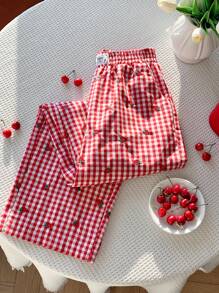 Comfortcana 红色贴布梭织女式字母贴花阔腿裤 - 紅色 - 查看 2