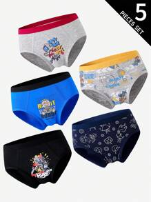 5条装 男童舒适全棉科幻机器人印花三角裤 男童三角裤 返校时尚