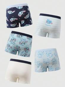 5pcs Young BoyCute Rabbit & Animal Print Boxer Briefs, Comfortable Soft Casual Underwear - Multicolor - View 2