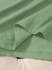 Women's Beach Fashionable Chrysanthemum Floral Print Round Neck T-Shirt - Green - View 4