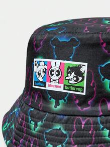 THE POWERPUFF GIRLS X SHEIN Casual Daily Cartoon Pattern Bucket Hat - Multicolor - View 3