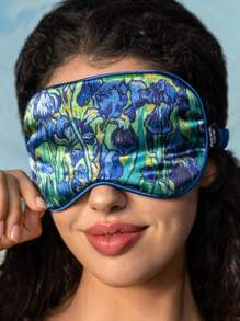 SHEIN Touch of Art 1 Stück Seidentraum Schlafmaske, Iris Blumen Design, weiches Material, nicht reizend, gute Abdunkelungswirkung