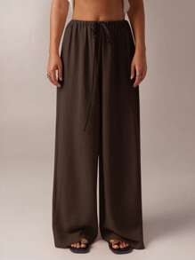 SHEIN Forever 21 Pantaloni largi pentru femei de primăvară și vară, stil romantic de birou, pentru absolvire, pentru vacanță