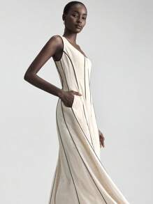 Ontre 2026新款杏色无袖轻薄休闲连衣裙，适合商务场合、日常通勤、优雅海滩度假、婚礼宾客、乡村音乐节等。 - 卡其色 - 查看 4