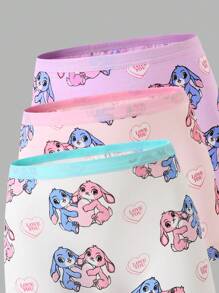 6pcs/Set Young Girl Cute Mischievous Bunny Print Organic Cotton Camisole And Briefs Underwear Set Girls Underwear Set  Backto SchoolFashion Fall Winter
