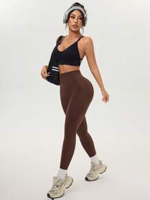 Women Solid Color High Waist Seamless Leggings For Chinese New Year