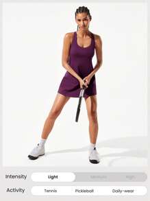 GLOWMODE FeatherFit™-Air Peekaboo Everyday Built-In Shorts Pocket Anti-Slip Dress Light Support Low Impact Yoga Studio Spring Dress Summer Quick Dry Moisture Wicking