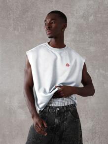 SUMWON 标志性精英系列露脐无袖训练举重夏季节日宽松剪裁健美背心 - 白色 - 查看 4