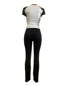 INAWLY Solva 2 件套女式纯色插肩袖 T 恤和休闲裤