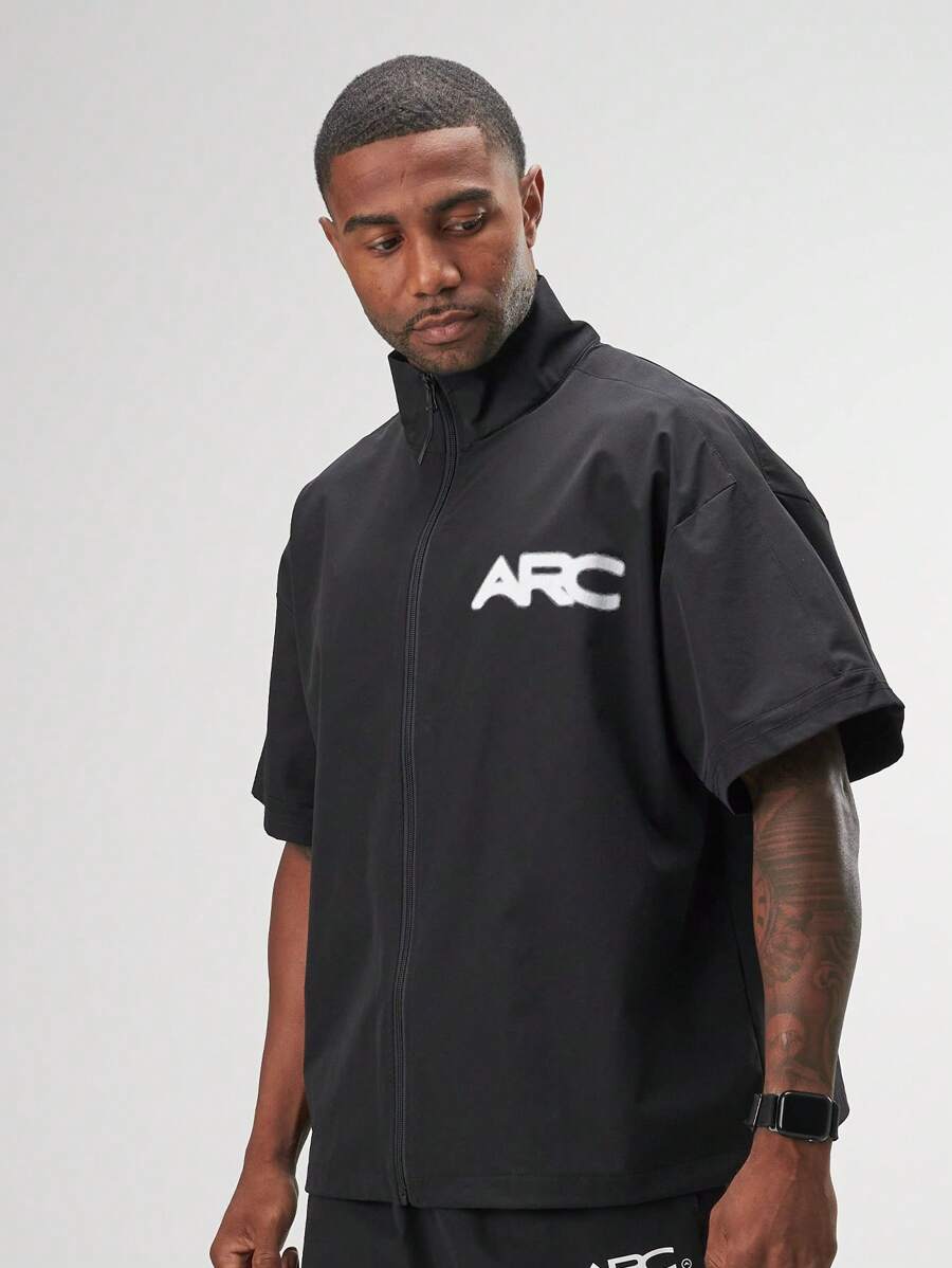 ARC Activewear Full Zip Sweater Jacket Performance Top Gym Workout Long Sleeve Track Suit - Black - View 1