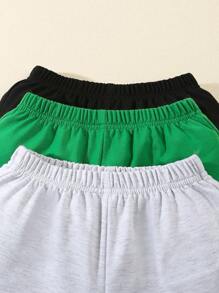 Conjunto de 3 piezas de pantalones cortos de verano delgados y de moda para niños pequeños de 4 a 7 años, para uso casual al aire libre y de longitud hasta la rodilla - Multicolor - Ver 4