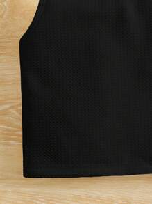 SHEIN Sweet Cute Young Girl Square Neck Bow Knitted Jacquard Top, Summer - Black - View 4